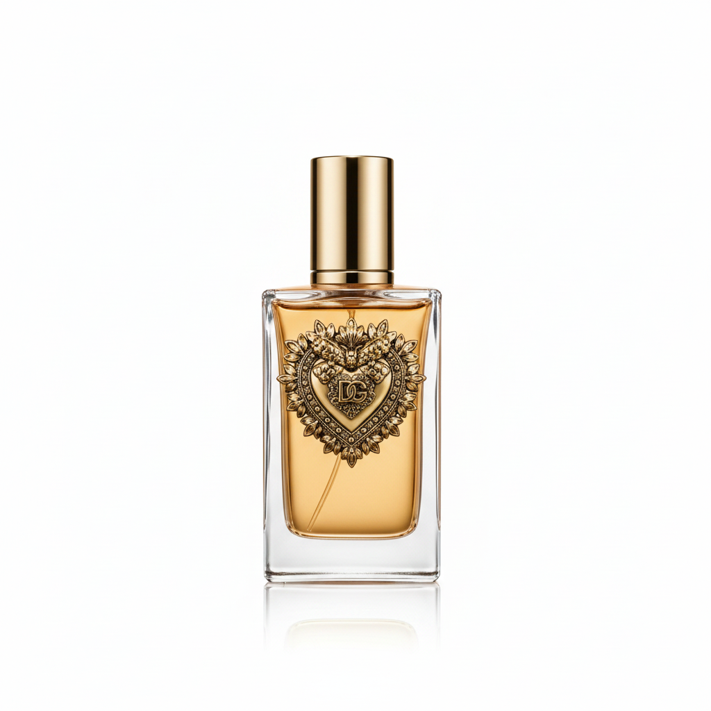 Frasco Dolce & Gabbana Devotion Eau de Parfum 100 ml sobre fondo blanco, sin caja