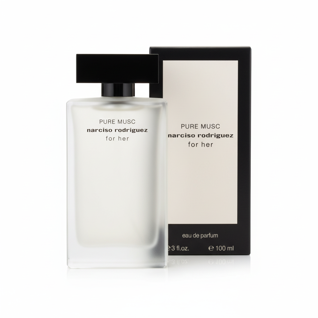 Pure Musc Narciso Rodriguez for Her sobre fondo blanco profesional