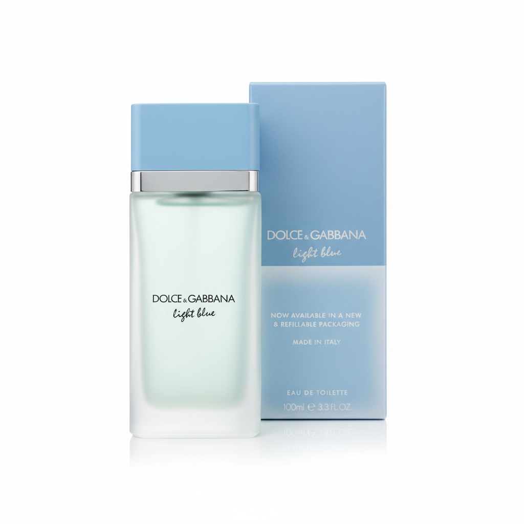 Dolce & Gabbana Light Blue Eau de Toilette sobre fondo blanco profesional